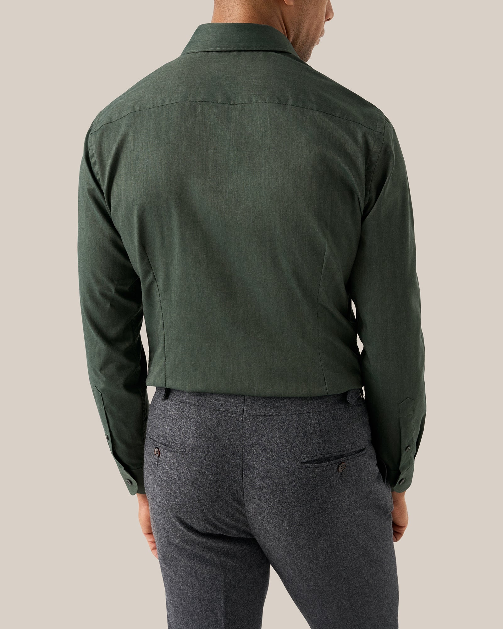 ETON 10001277568 GREEN HERRINGBONE SLIM SINGLE CUFF SHIRT