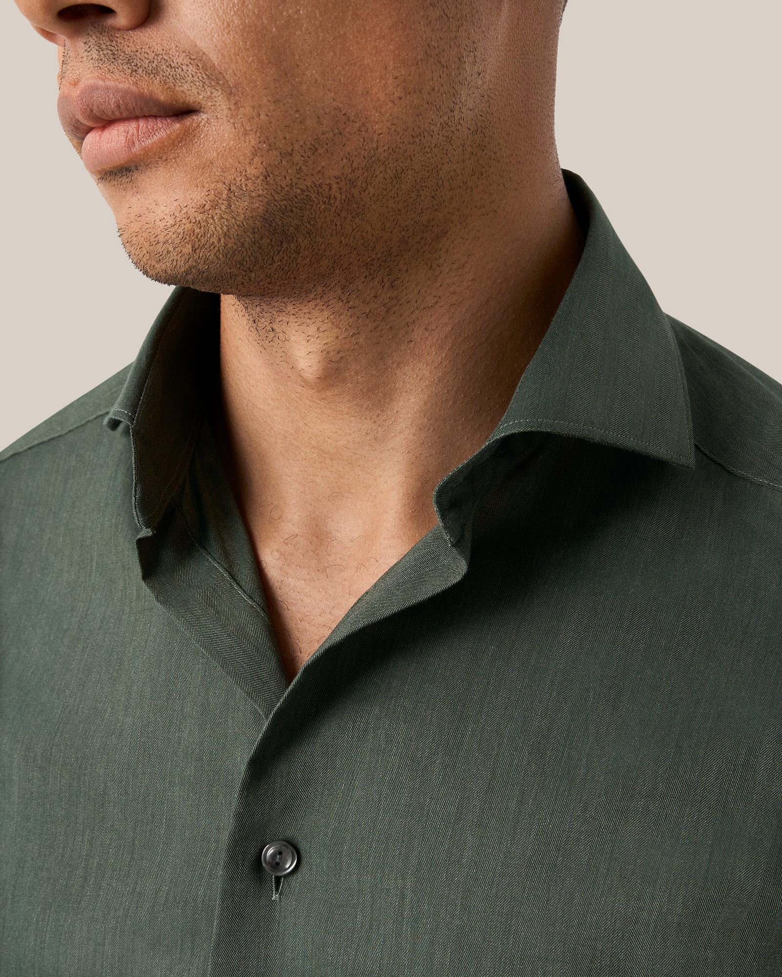 ETON 10001277568 GREEN HERRINGBONE SLIM SINGLE CUFF SHIRT