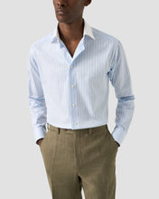 Load image into Gallery viewer, ETON 10001481122 WHITE COLLAR BLUE STRIPE SIGANTURE TWILL SLIM SC SHIRT