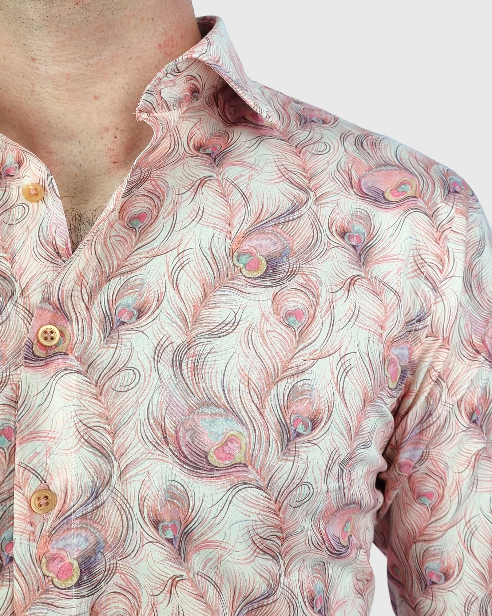 VINCENT & FRANKS W2303632243B APRICOT LIBERTY PRINT SLIM SC SHIRT