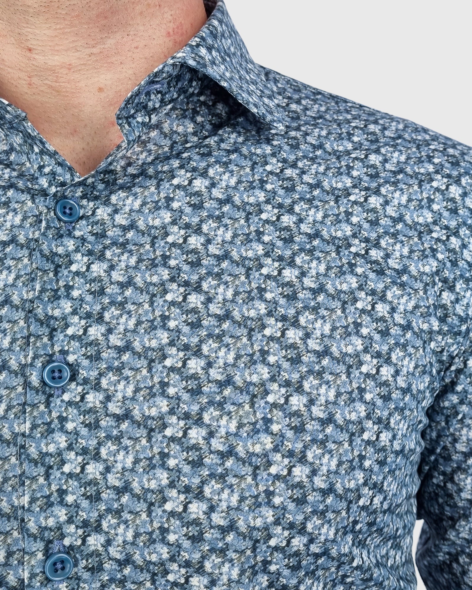 VINCENT & FRANKS W2303632224A BLUE LIBERTY PRINT SLIM SC SHIRT