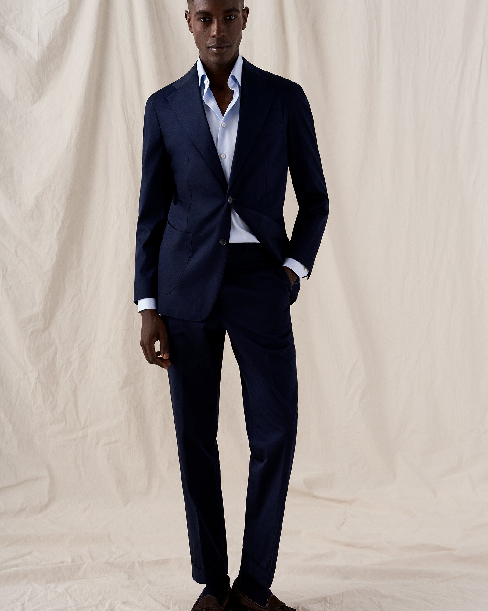ETON 30007951121 BLUE SIGNATURE TWILL SLIM SINGLE CUFF SHIRT