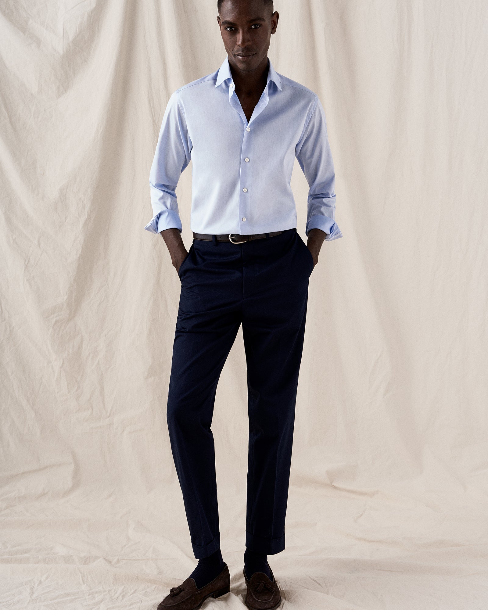 ETON 30007951121 BLUE SIGNATURE TWILL SLIM SINGLE CUFF SHIRT