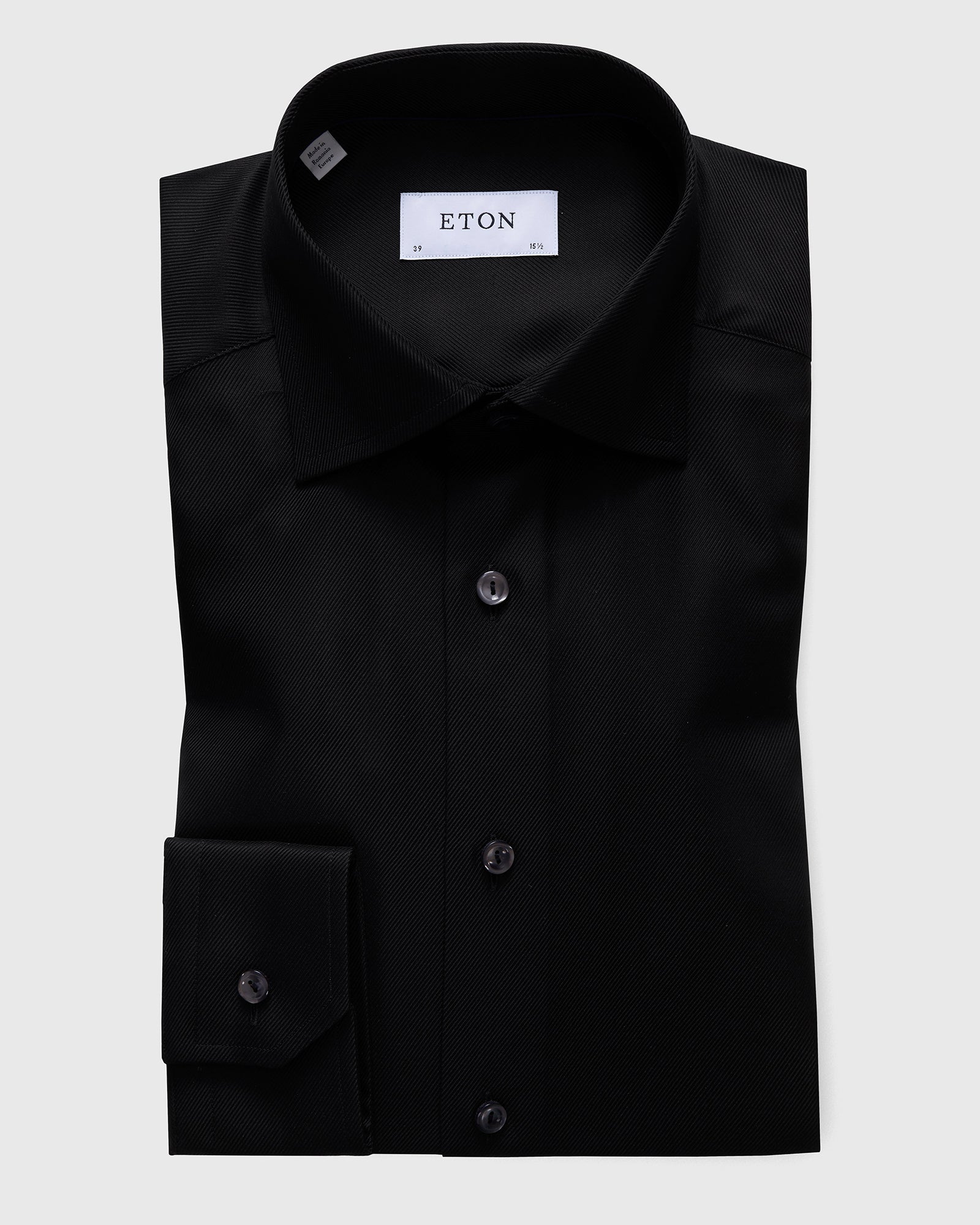 ETON 310079118 BLACK TEXTURED TWILL SC SHIRT