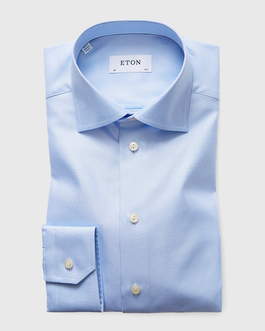 ETON 310079122 BLUE TEXTURED TWILL SC SHIRT