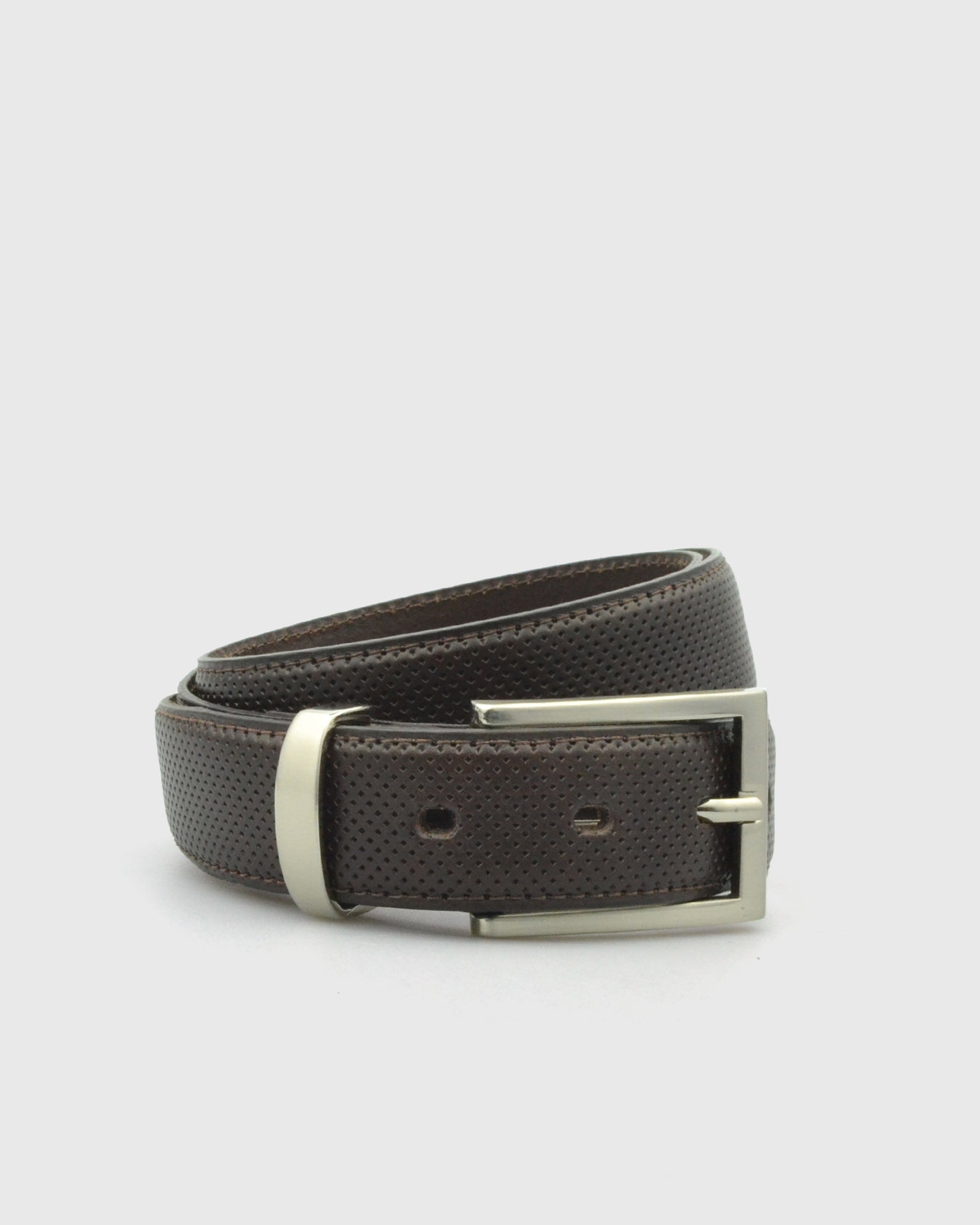 VINCENT& FRANKS 609B ITA DARK BROWN PERFORATED LEATHER BELT