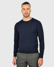 Load image into Gallery viewer, VISCONTI W23C NAVY WOOL CREW NECK SWEATER