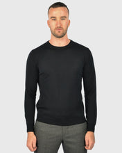 Load image into Gallery viewer, VISCONTI W23C BLACK WOOL CREW NECK SWEATER