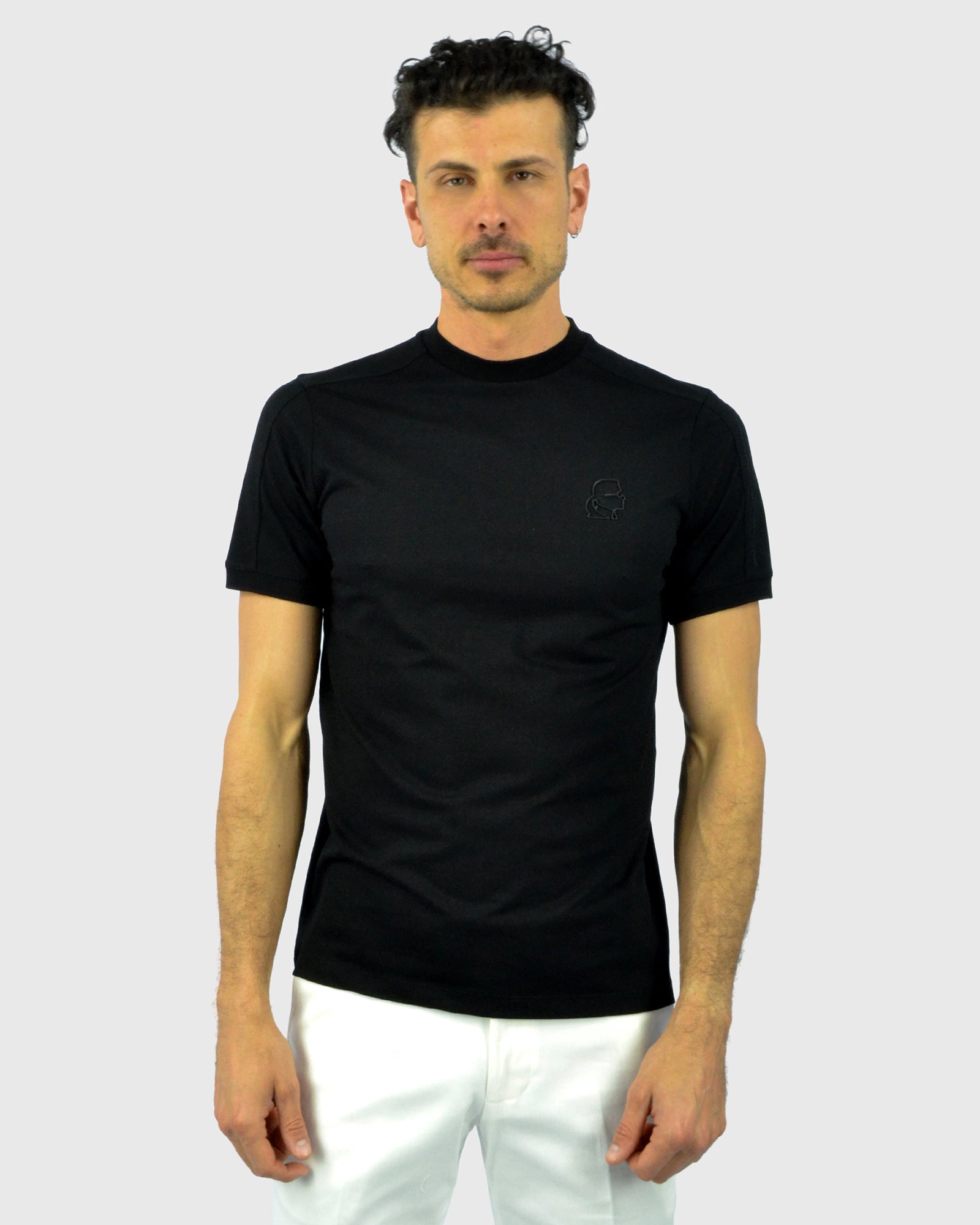 KARL LAGERFELD 755030 SS BLACK CREW T-SHIRT
