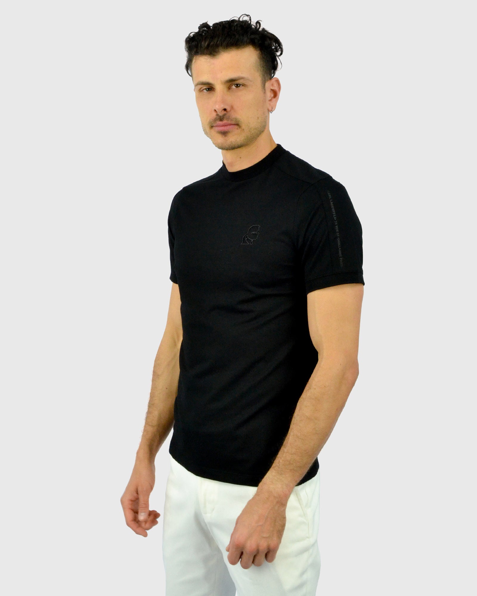 KARL LAGERFELD 755030 SS BLACK CREW T-SHIRT
