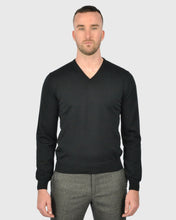 Load image into Gallery viewer, VISCONTI W23V BLACK WOOL V-NECK SWEATER