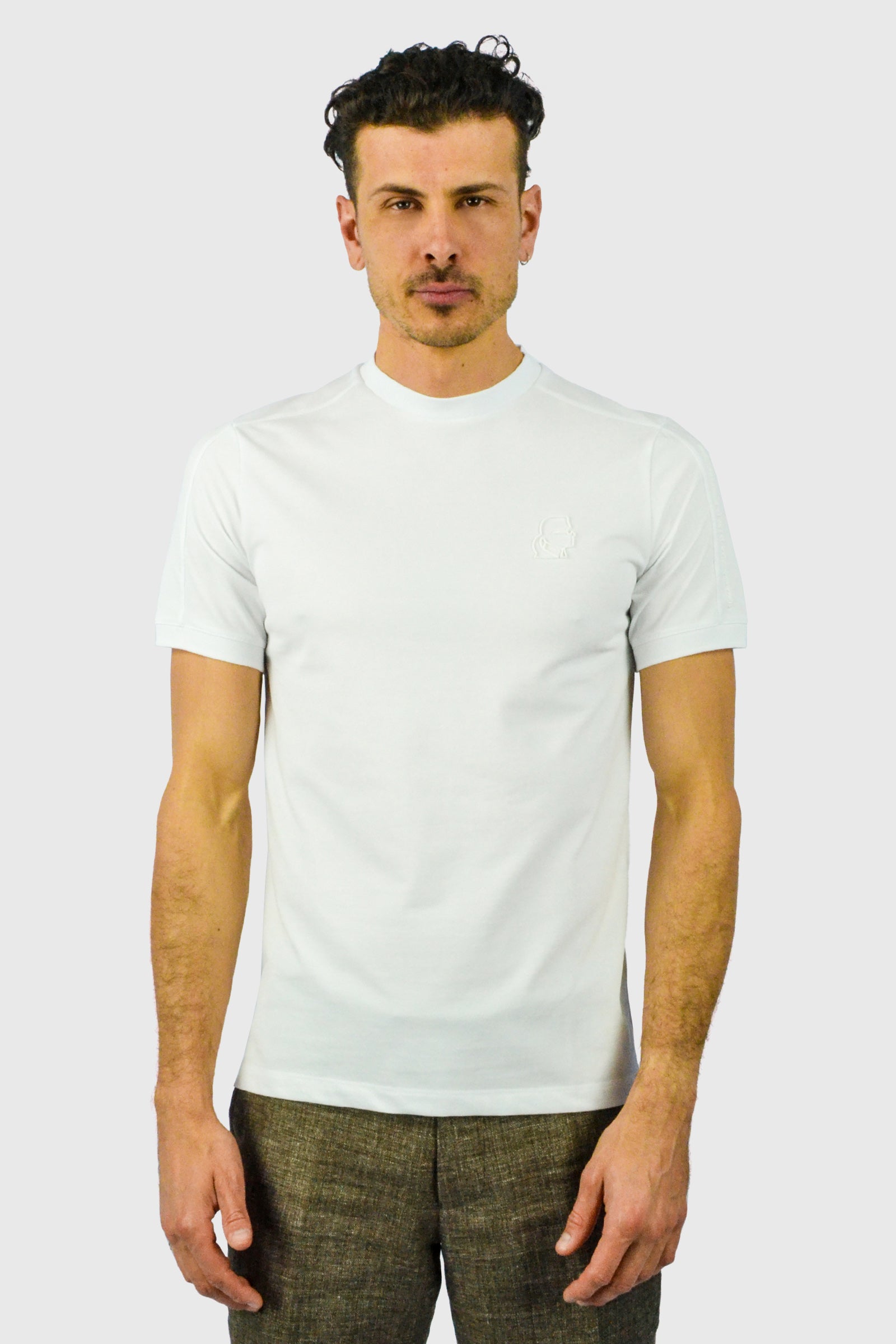 KARL LAGERFELD 755030 SS WHITE CREW T-SHIRT