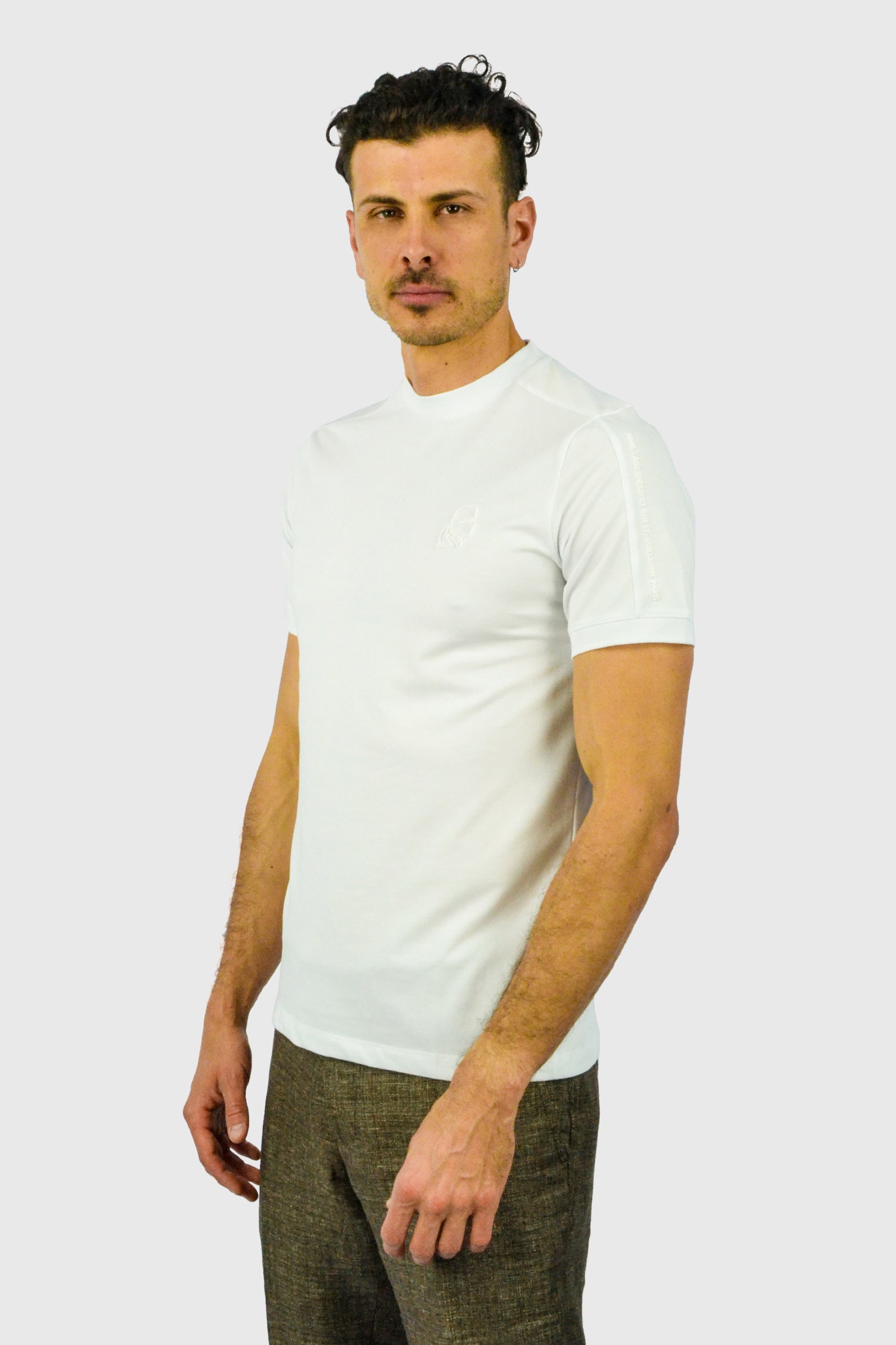 KARL LAGERFELD 755030 SS WHITE CREW T-SHIRT