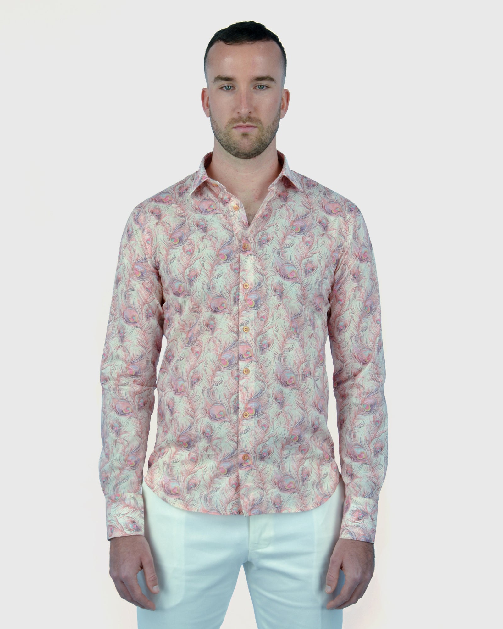 VINCENT & FRANKS W2303632243B APRICOT LIBERTY PRINT SLIM SC SHIRT