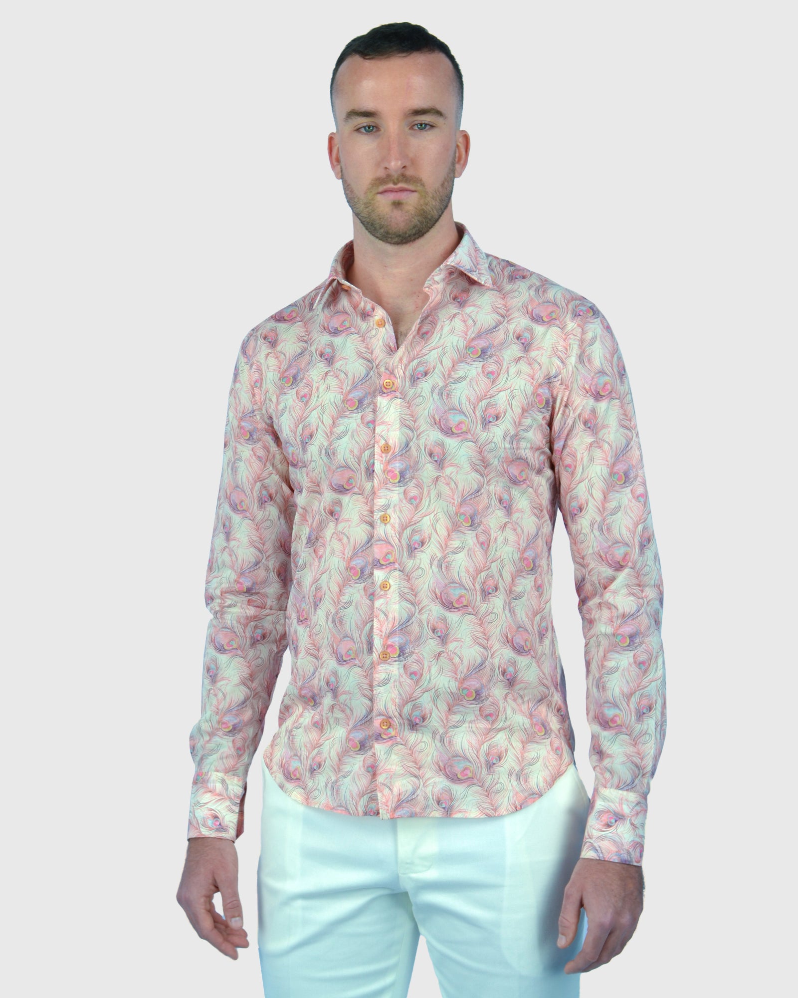 VINCENT & FRANKS W2303632243B APRICOT LIBERTY PRINT SLIM SC SHIRT