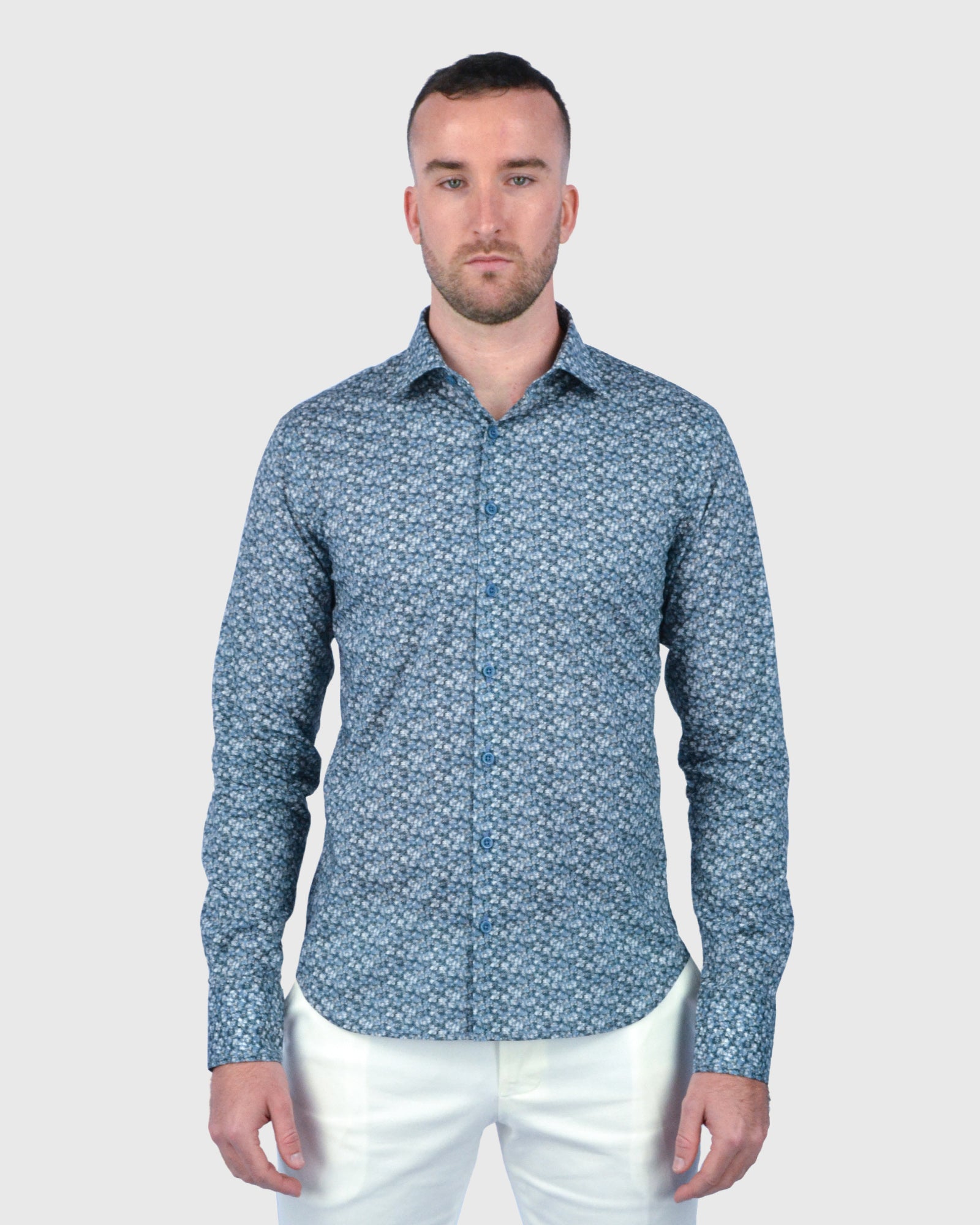 VINCENT & FRANKS W2303632224A BLUE LIBERTY PRINT SLIM SC SHIRT