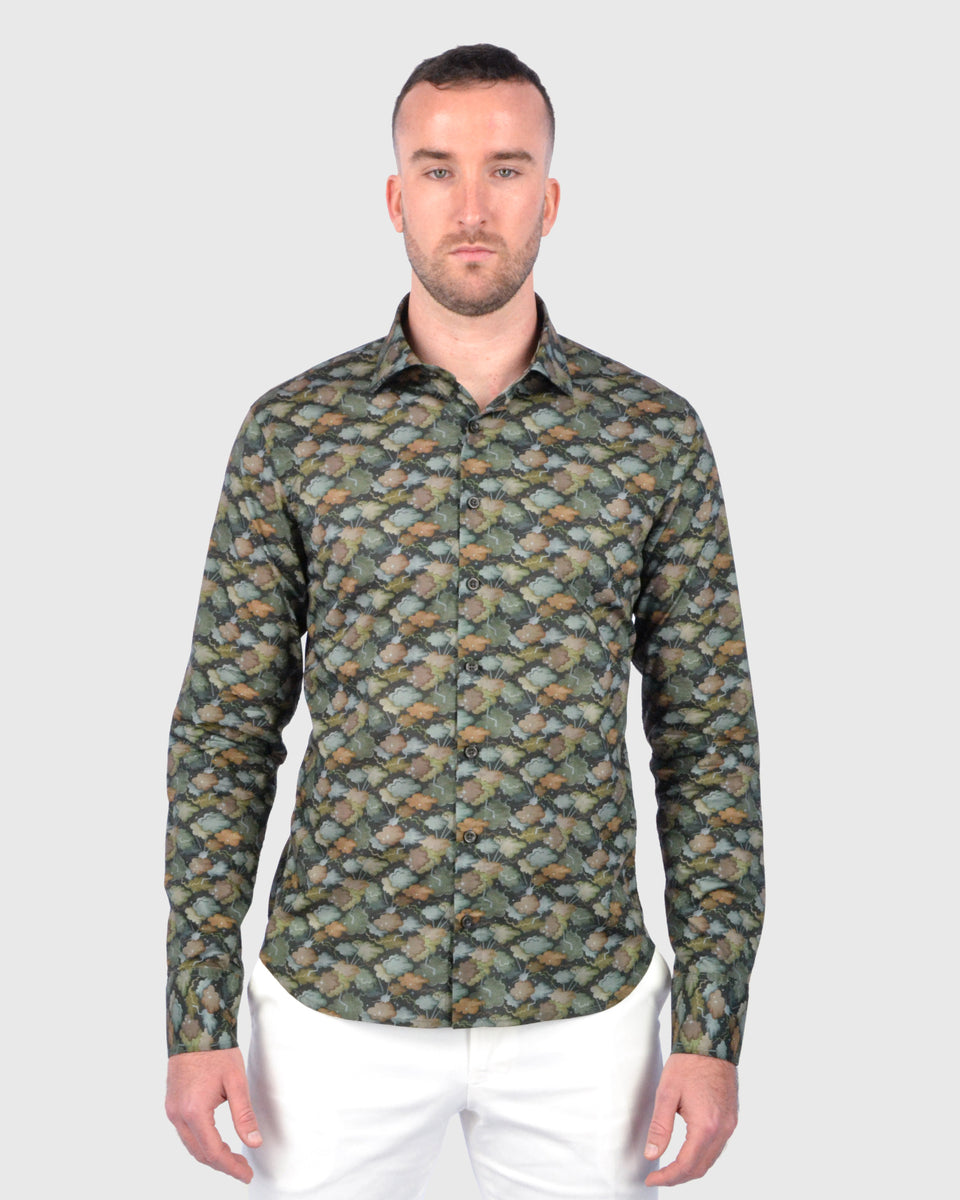 VINCENT & FRANKS W2303632110B D-GREEN LIBERTY PRINT SLIM SC SHIRT