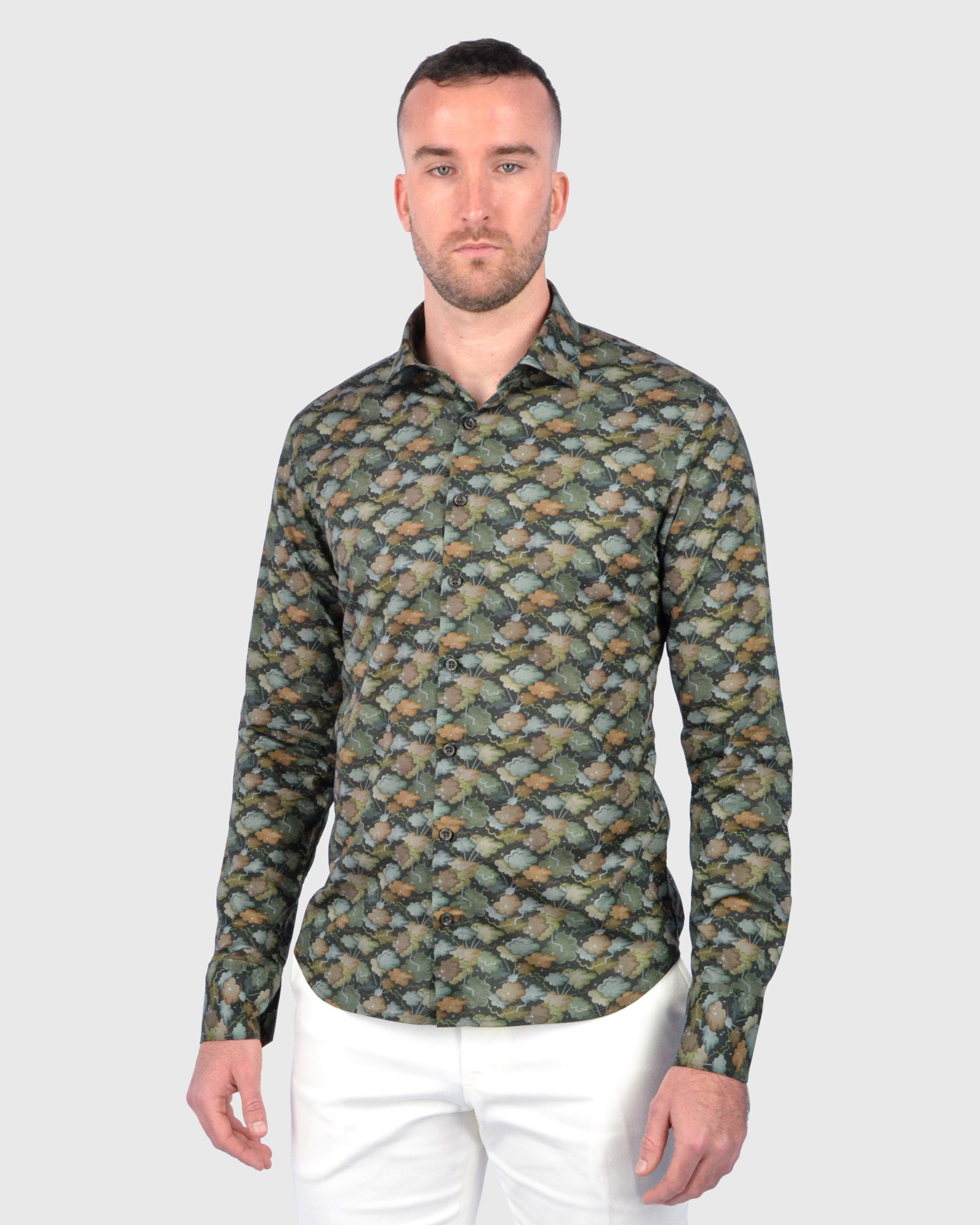 VINCENT & FRANKS W2303632110B D-GREEN LIBERTY PRINT SLIM SC SHIRT