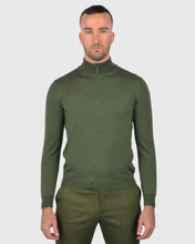 Load image into Gallery viewer, VISCONTI W23Z OLIVE-GREEN WOOL QUARTER ZIP SWEATER