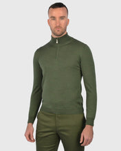 Load image into Gallery viewer, VISCONTI W23Z OLIVE-GREEN WOOL QUARTER ZIP SWEATER