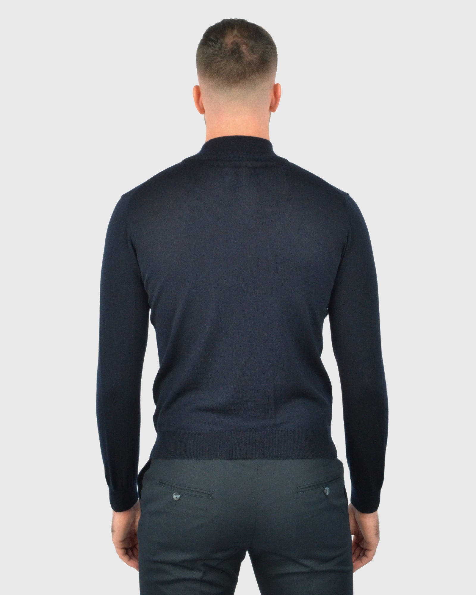 VISCONTI W23Z NAVY WOOL QUARTER ZIP SWEATER