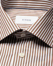 Load image into Gallery viewer, ETON BROWN STRIPE TWILL SLIM SC SHIRT 10001517357