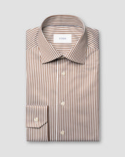 Load image into Gallery viewer, ETON BROWN STRIPE TWILL SLIM SC SHIRT 10001517357