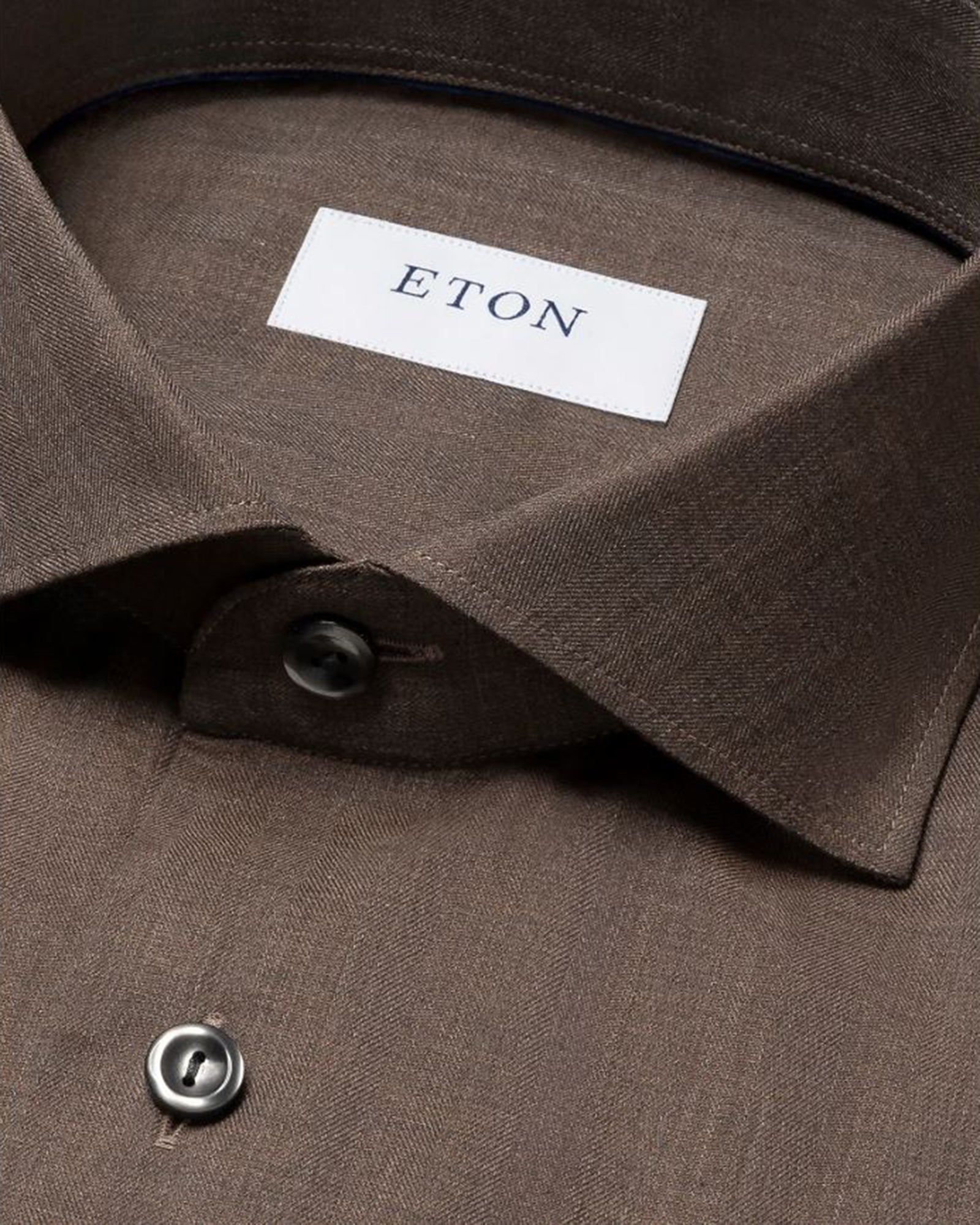 ETON 10001277538 BROWN FLANEL SLIM SINGLE CUFF SHIRT
