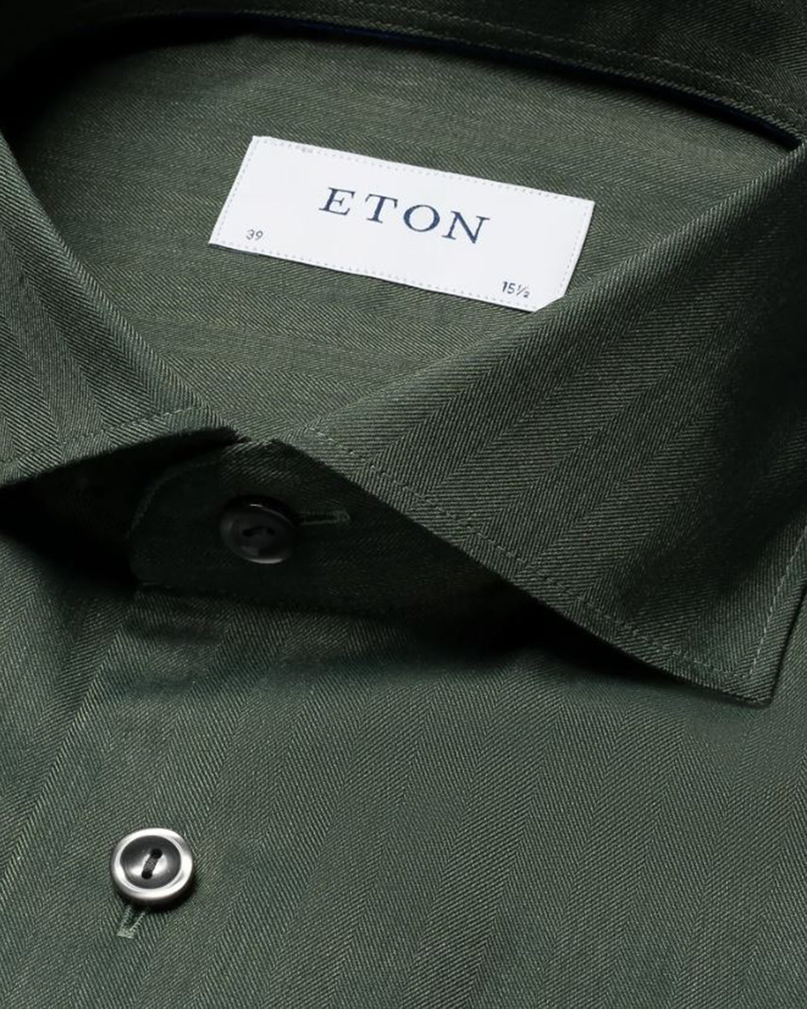 ETON 10001277568 GREEN HERRINGBONE SLIM SINGLE CUFF SHIRT