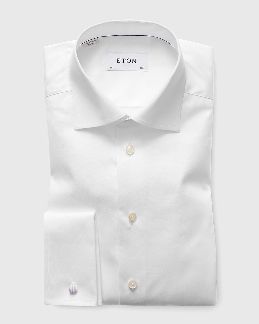 ETON 100012300 WHITE SIGNATURE TWILL FRENCH CUFF SHIRT