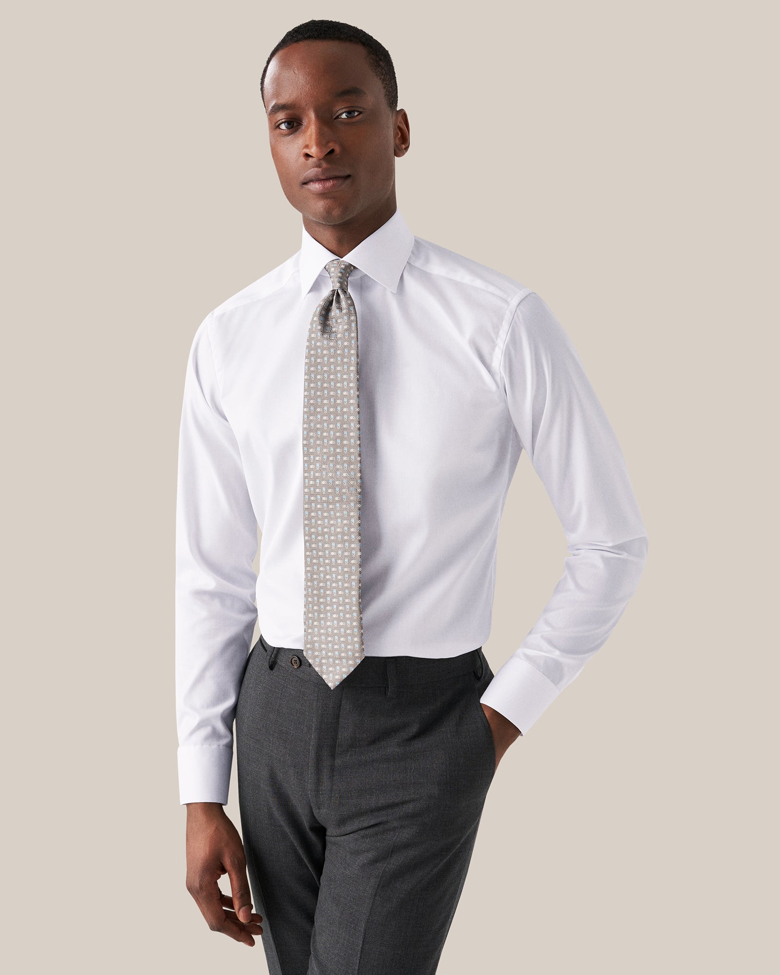 ETON 10001234200 WHITE SIGNATURE TWILL SINGLE CUFF SHIRT