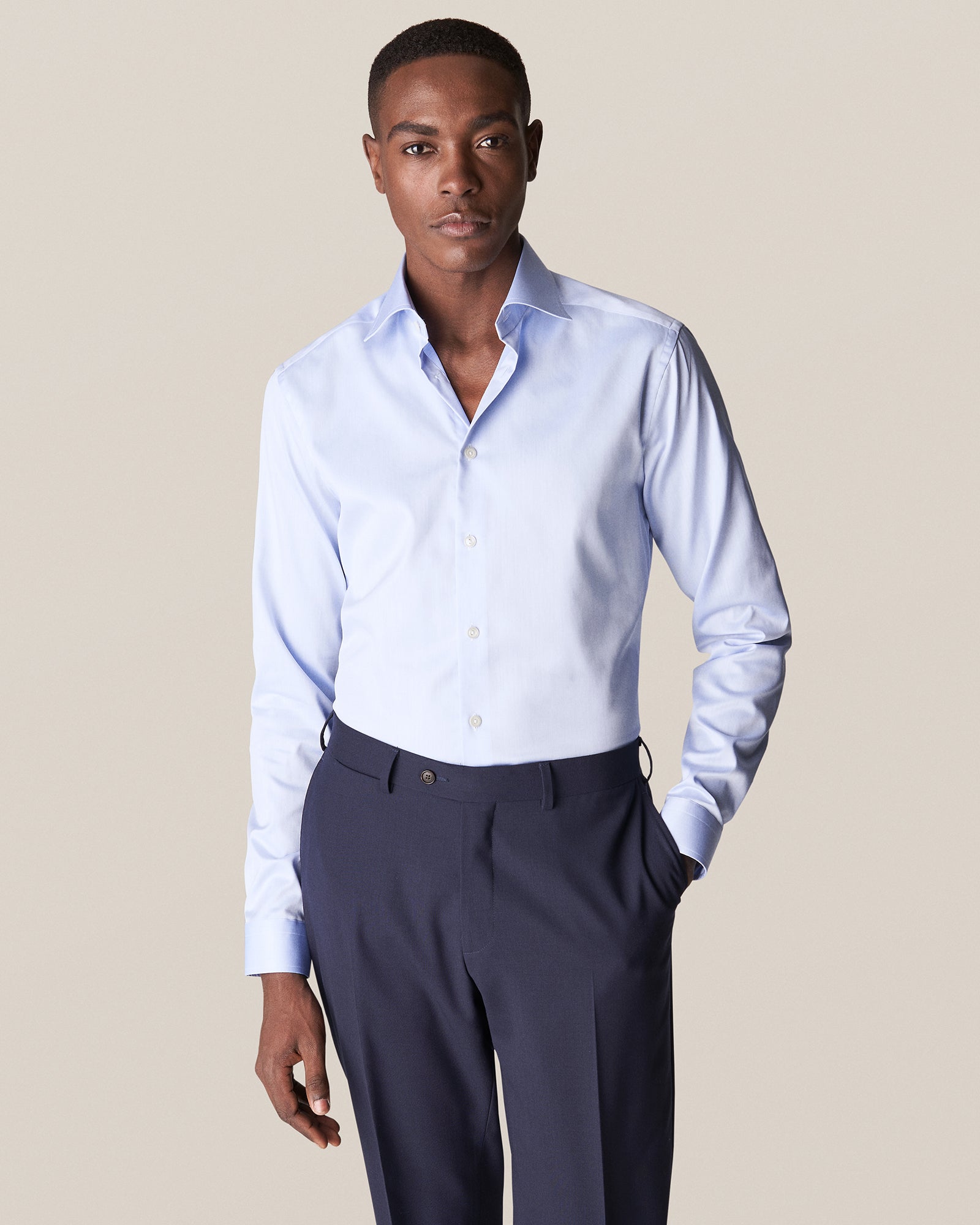 ETON 30007951121 BLUE SIGNATURE TWILL SLIM SINGLE CUFF SHIRT