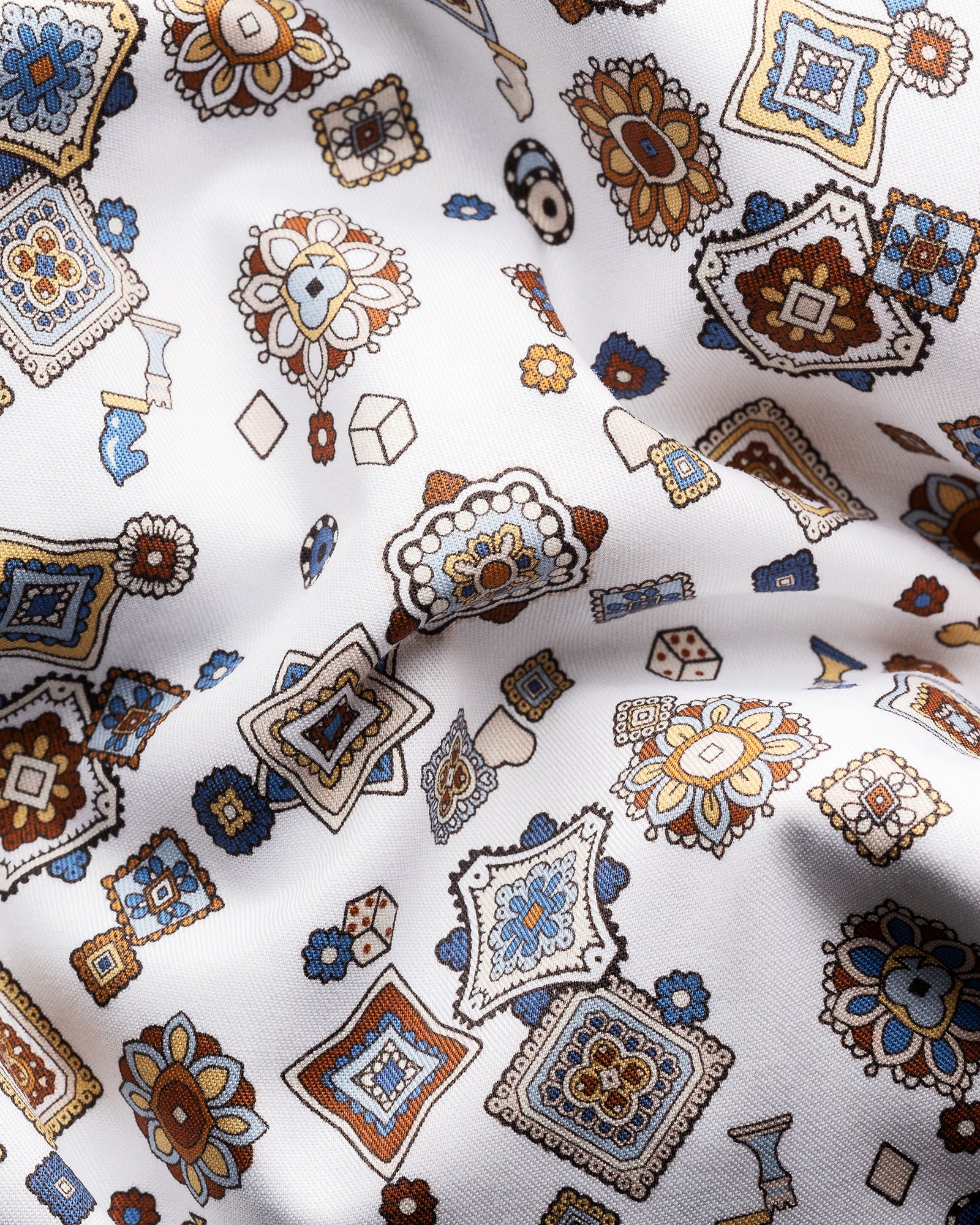 ETON 10001216499 MEDALLION PRINT WHITE SLIM SINGLE CUFF SHIRT