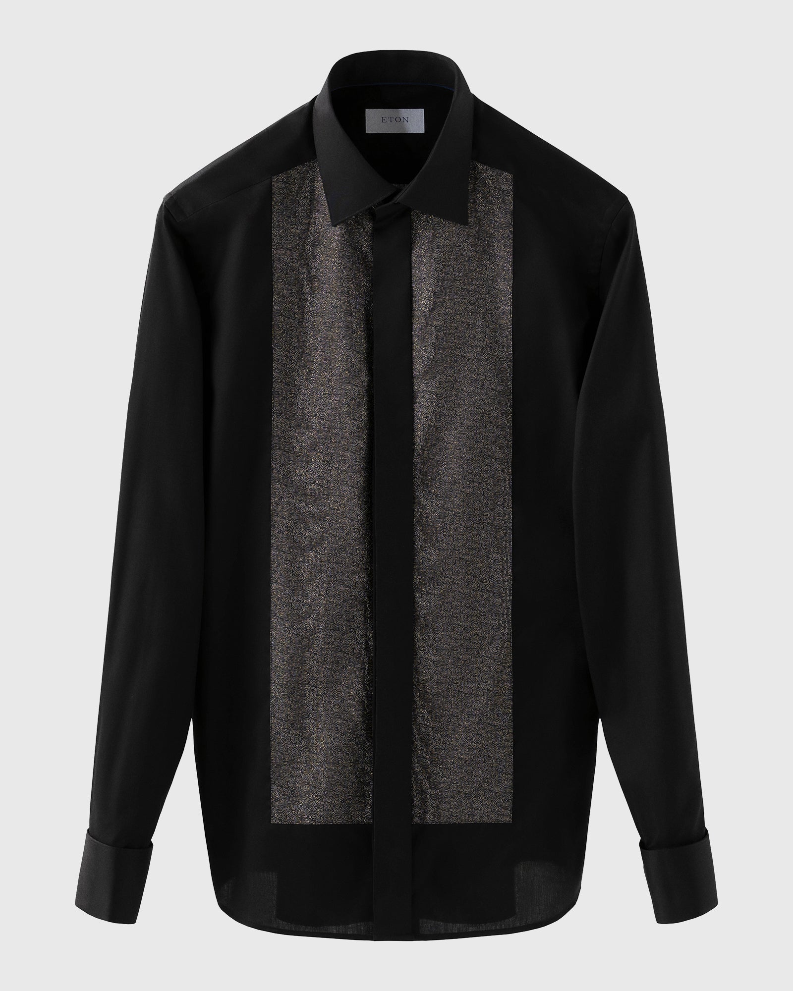 ETON 10001219718 BLACK WITH LUREX SLIM FRENCH CUFF SHIRT