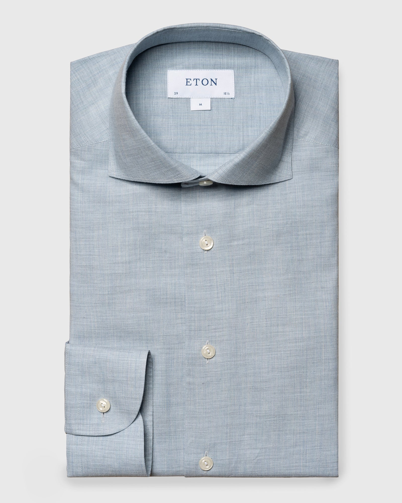 ETON 100010300 L-BLUE FLANNEL SLIM SC SHIRT