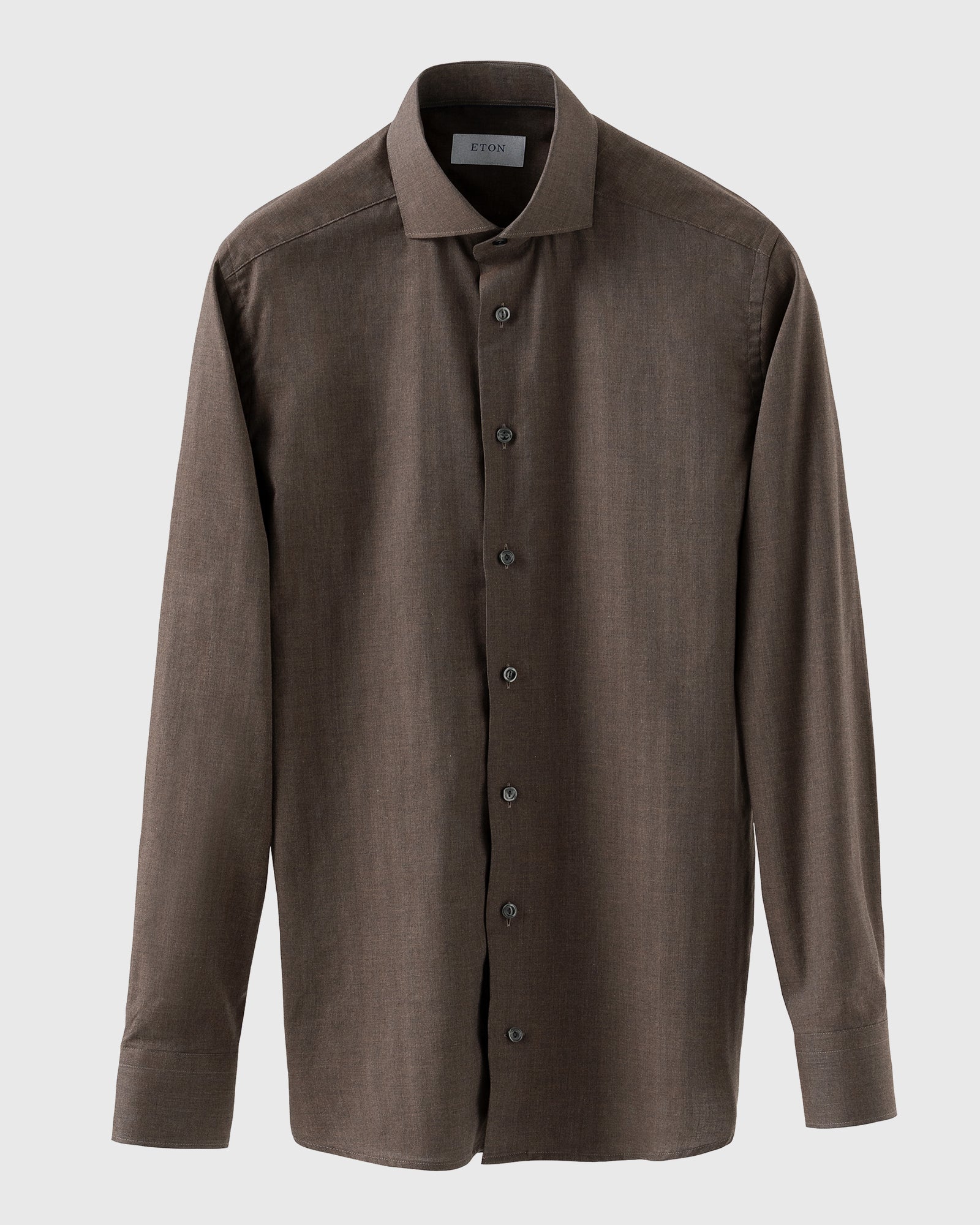 ETON 10001277538 BROWN FLANEL SLIM SINGLE CUFF SHIRT