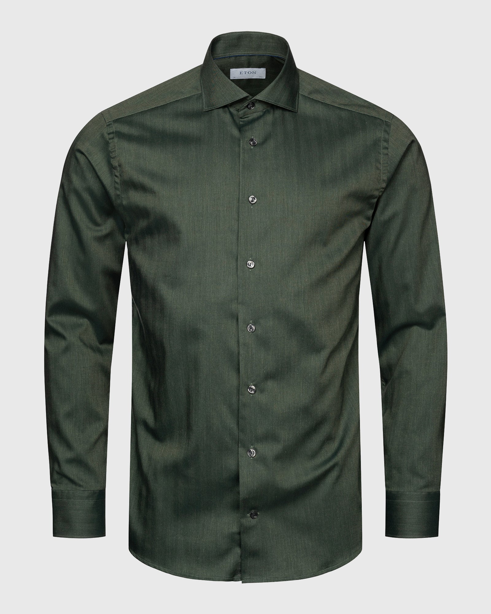 ETON 10001277568 GREEN HERRINGBONE SLIM SINGLE CUFF SHIRT