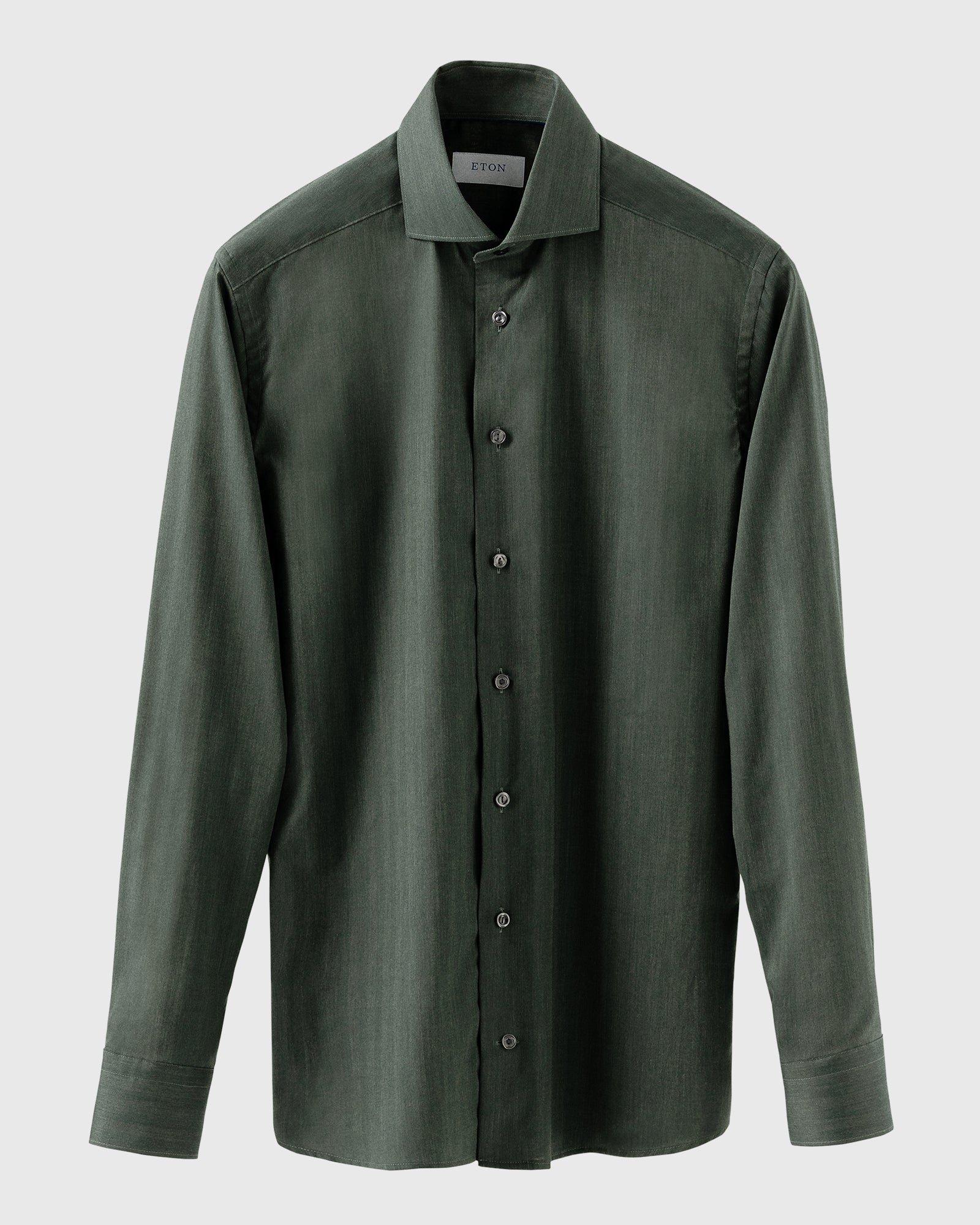 ETON 10001277568 GREEN HERRINGBONE SLIM SINGLE CUFF SHIRT
