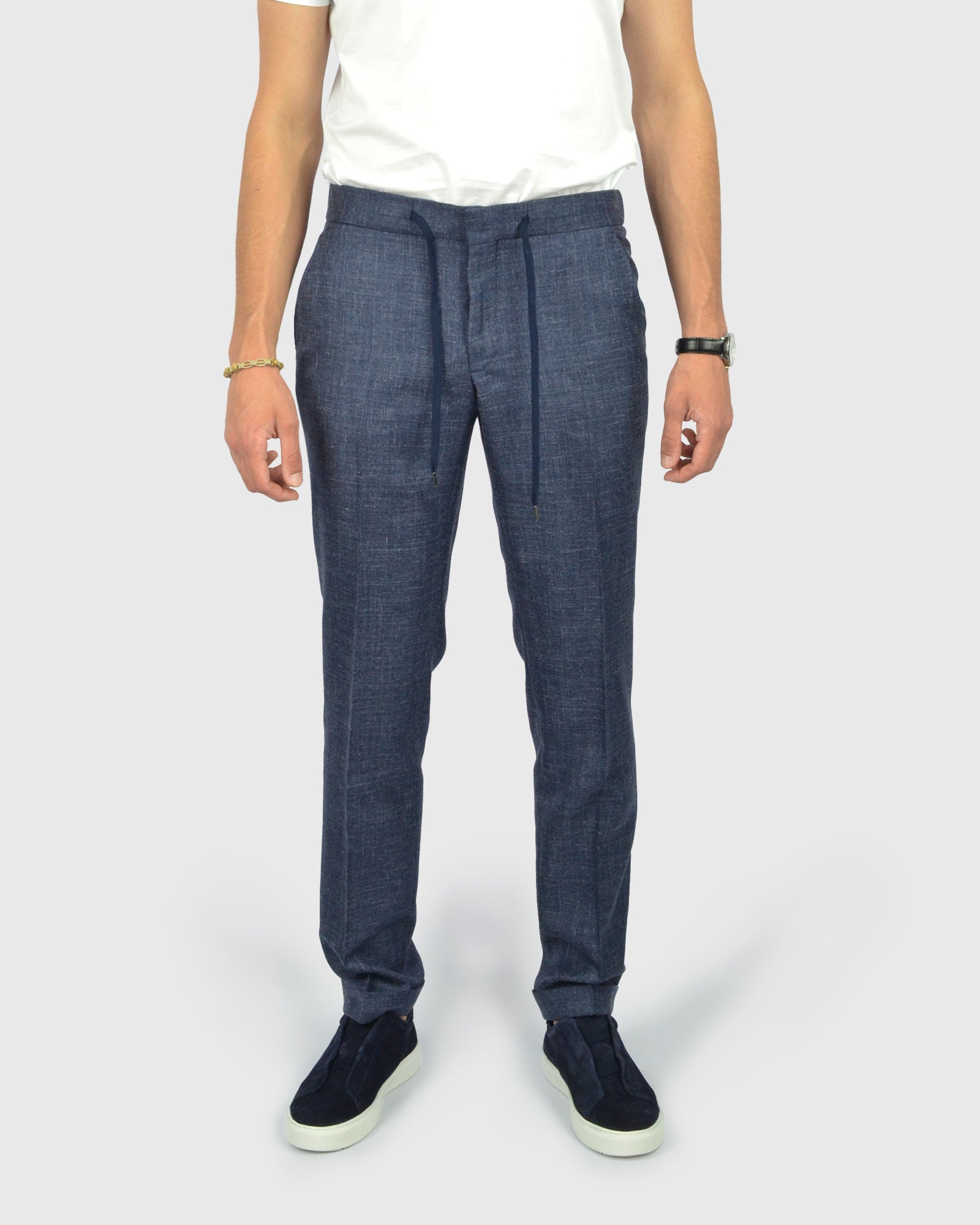 FRANCKINO SARTORIA FSS24 LIN2 SLUB JOGGER - NAVY TROUSER