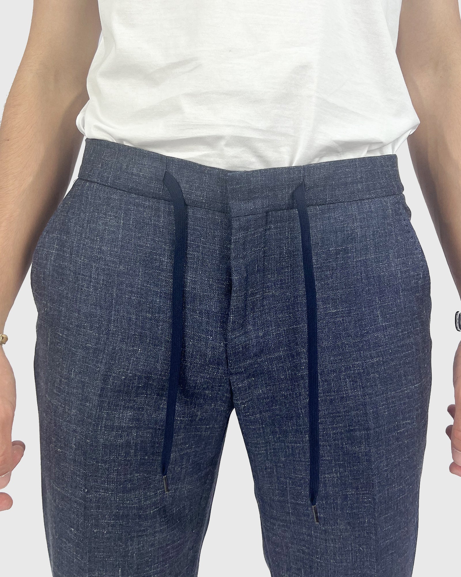 FRANCKINO SARTORIA FSS24 LIN2 SLUB JOGGER - NAVY TROUSER