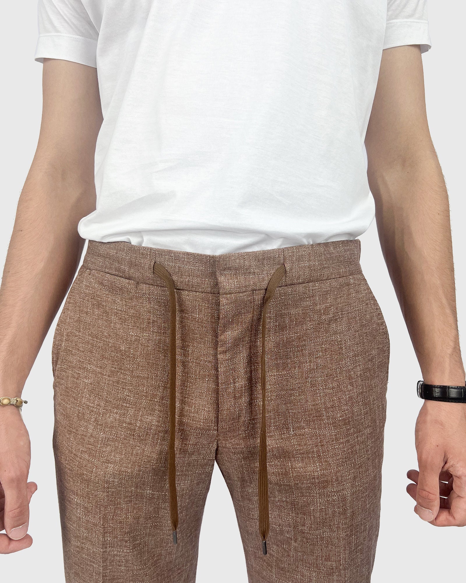 FRANCKINO SARTORIA FSS24 SLUB.1 JOGGER - TAN TROUSER