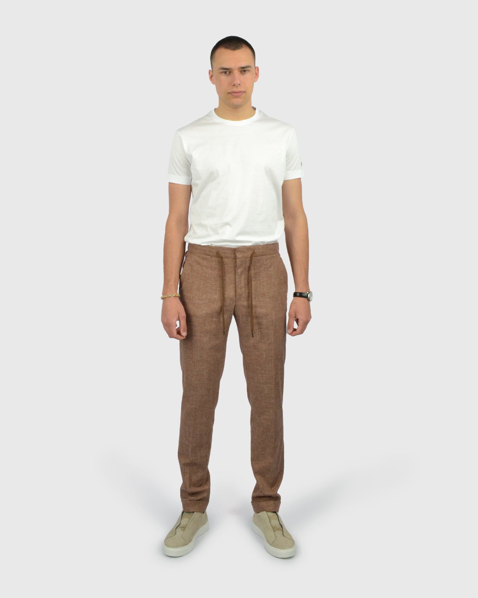 FRANCKINO SARTORIA FSS24 SLUB.1 JOGGER - TAN TROUSER