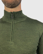 Load image into Gallery viewer, VISCONTI W23Z OLIVE-GREEN WOOL QUARTER ZIP SWEATER