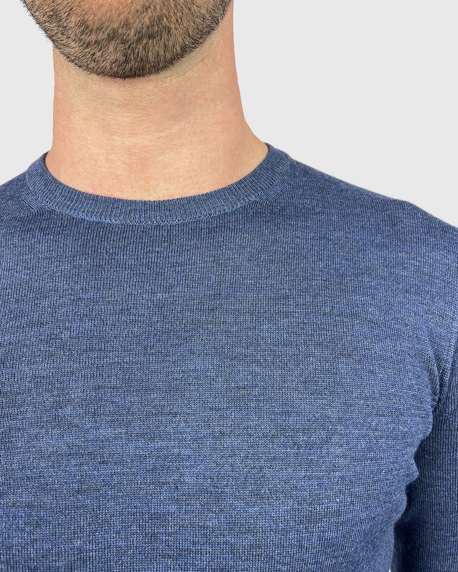 VISCONTI W23C AVIATOR-BLUE WOOL CREW NECK SWEATER
