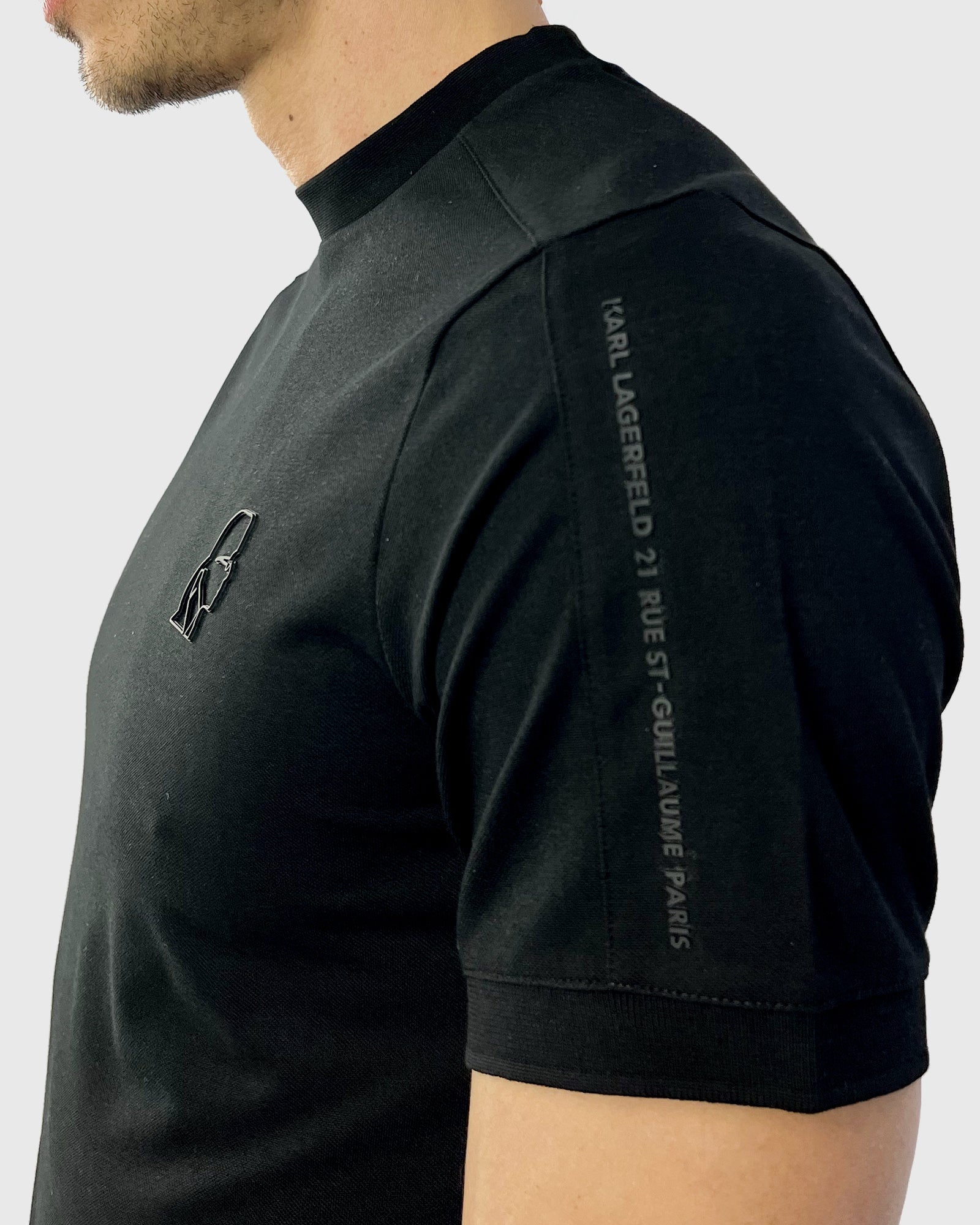 KARL LAGERFELD 755030 SS BLACK CREW T-SHIRT