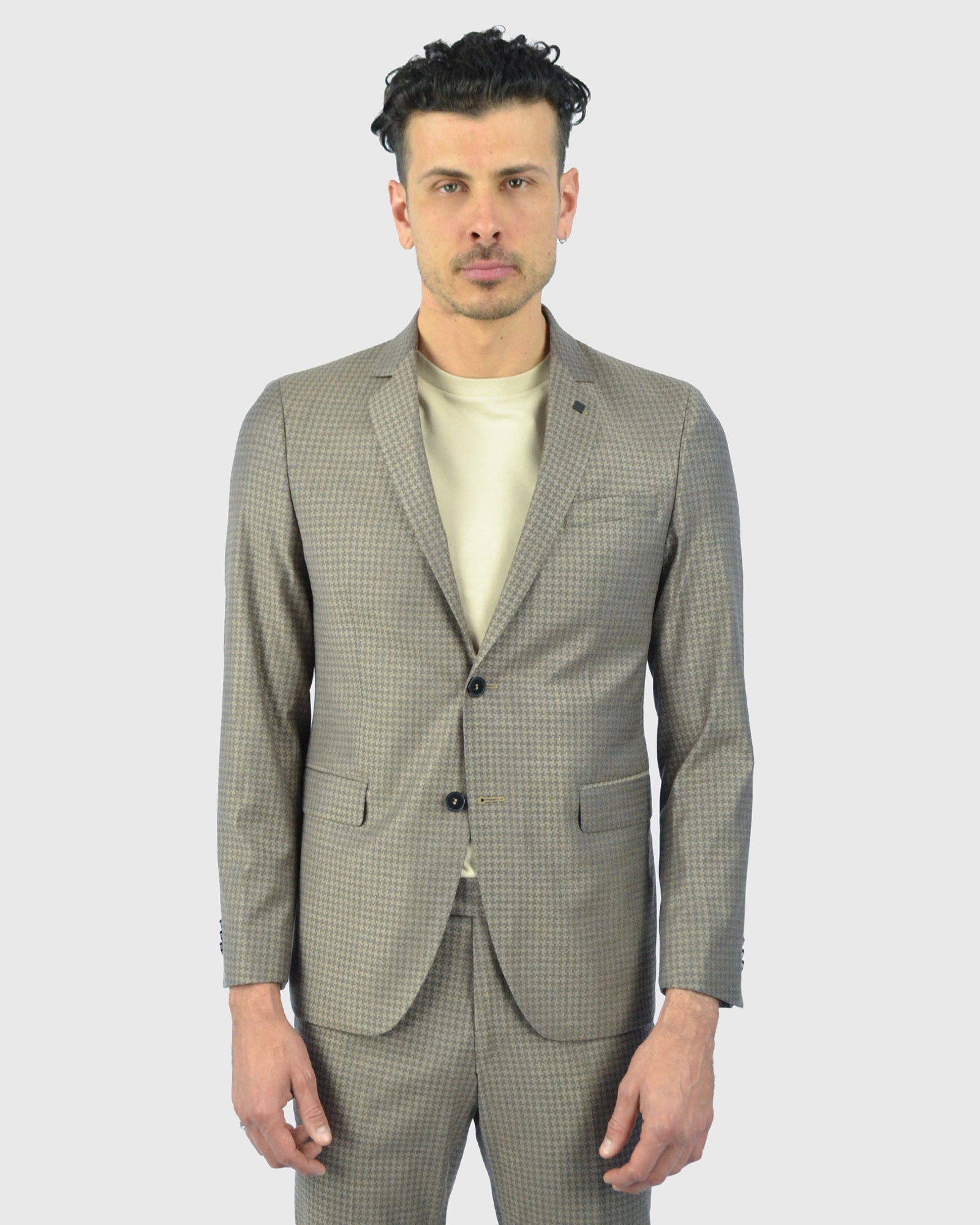 KARL LAGERFELD 105200 SAND HOUNDS-TOOTH SUIT