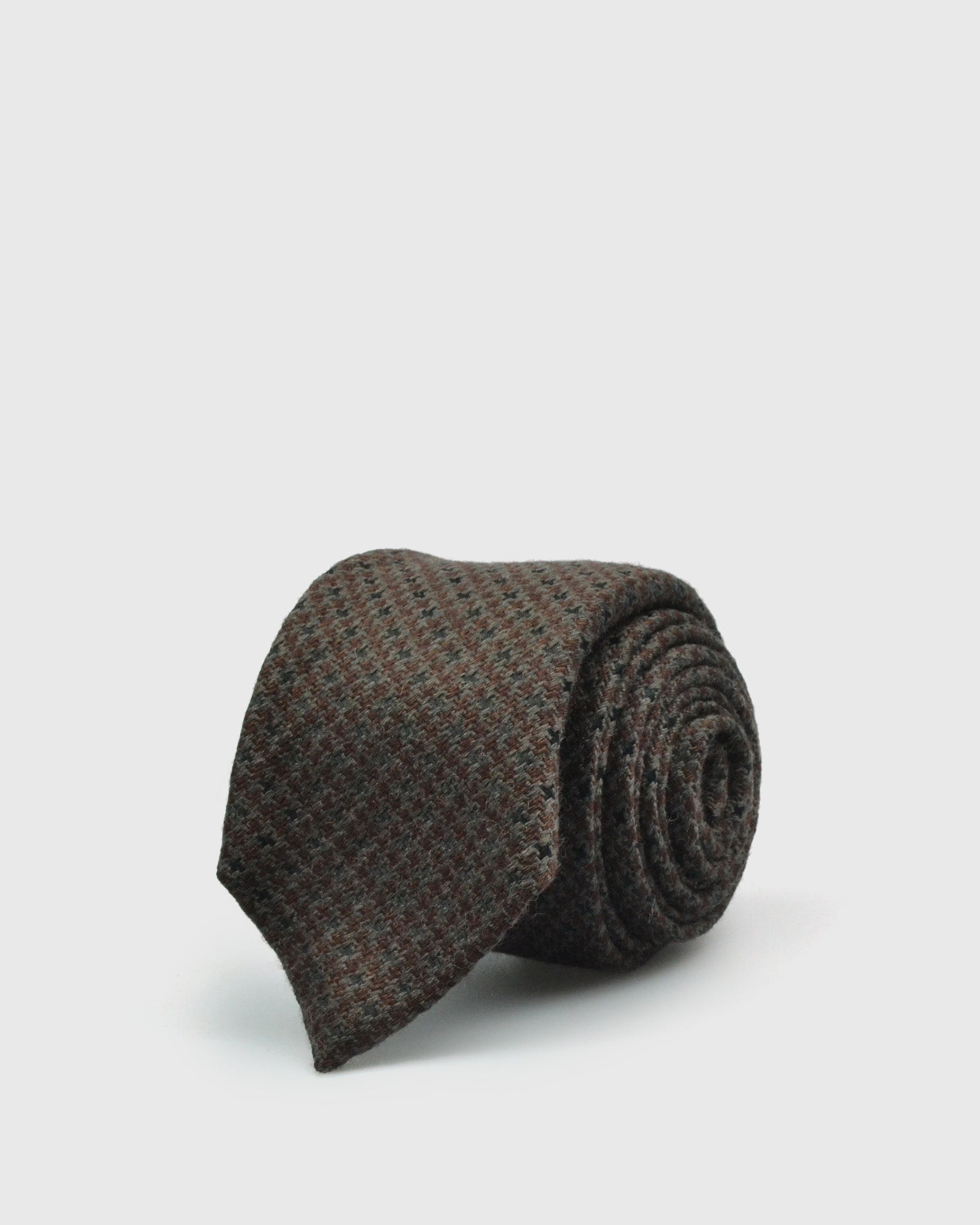 FRANCKINO SARTORIA SS22FS-9 TIPPED 3F BROWN WOOL TIE