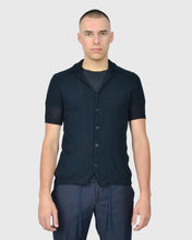 Load image into Gallery viewer, VINCENT & FRANKS SS24-1 SS/SLUB NAVY KNITTED CARDIGAN