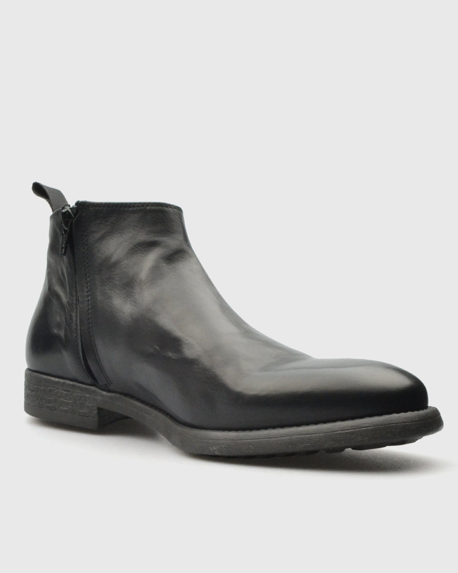 VINCENT & FRANKS VFW25 BLAK CLAF LEATHER ZIP ANKLE BOOT