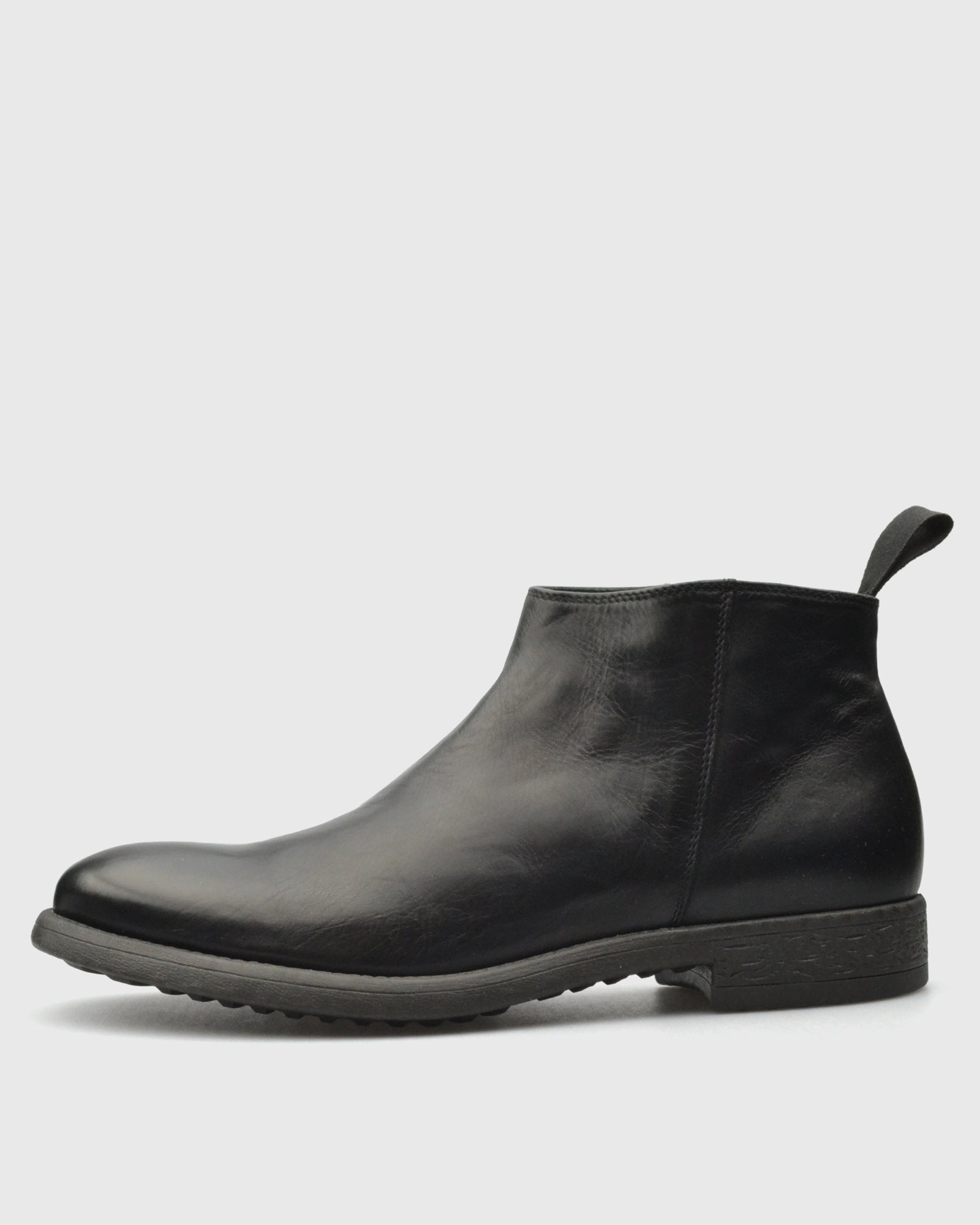 VINCENT & FRANKS VFW25 BLAK CLAF LEATHER ZIP ANKLE BOOT